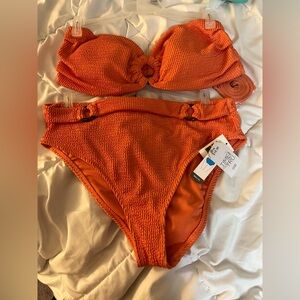 Orange Textured Bikini Set